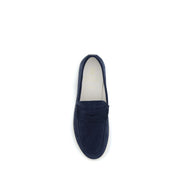 Brunello Cucinelli Blue Calf Leather Slip-On Loafers