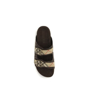 Sandali piatti Burberry in pelle di vitello marrone Bos Taurus
