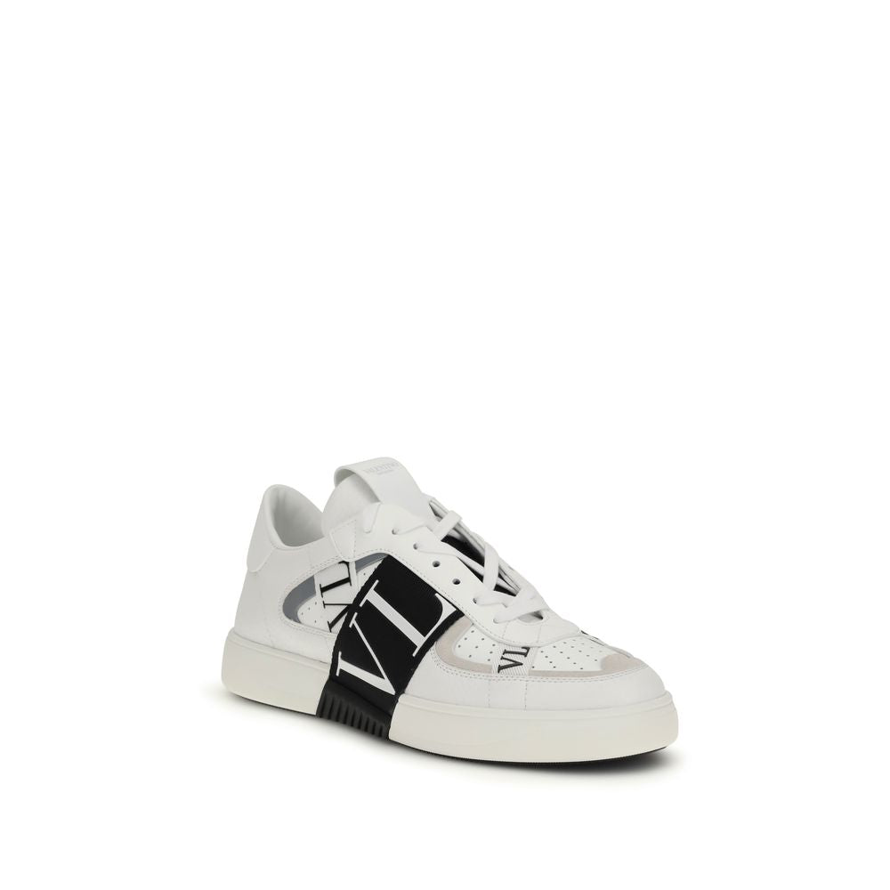 Valentino Garavani Sneakers Basse in Pelle di Vitello Bianca Bos Taurus