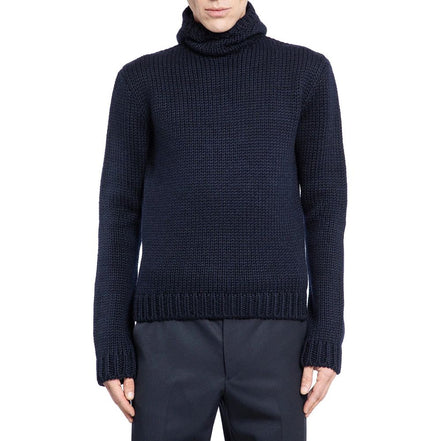 Sweat-shirt en laine bleue Prada