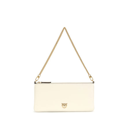 PINKO White Logo Chain Shoulder Bag
