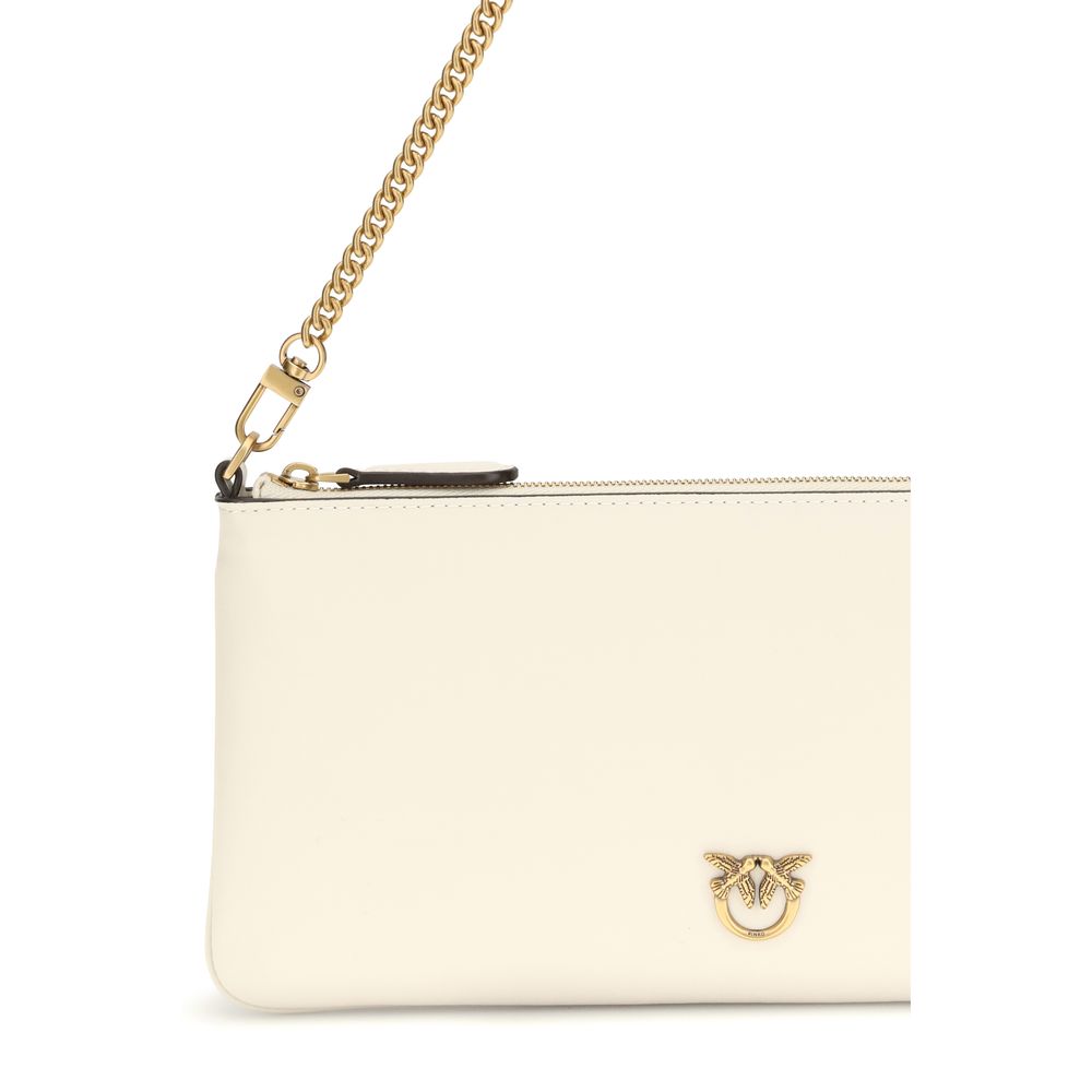 PINKO White Logo Chain Shoulder Bag