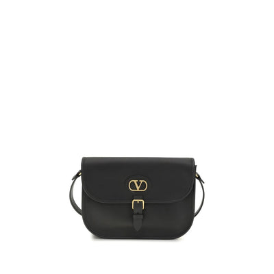 Valentino Garavani Black Calf Leather Shoulder Bag
