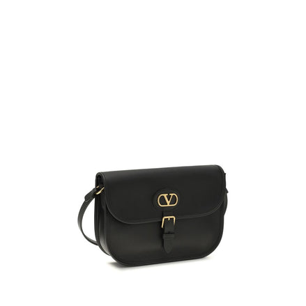 Valentino Garavani Black Calf Leather Shoulder Bag