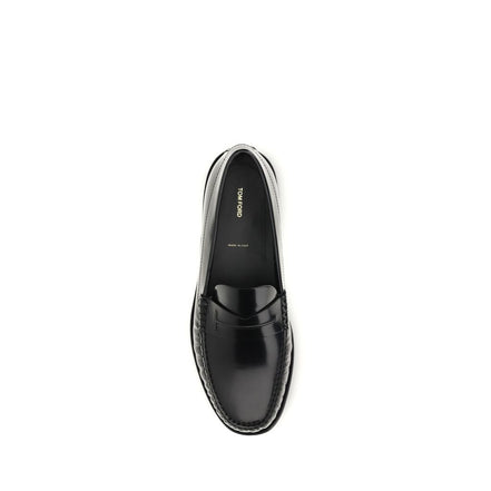 Mocassins à enfiler Tom Ford en cuir de veau noir Bos Taurus