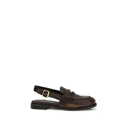 Miu Miu Brown Calf Leather Slip-On Loafers