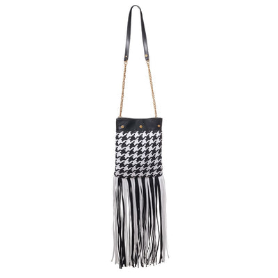 Sac bandoulière Versace en cuir et textile noir et blanc