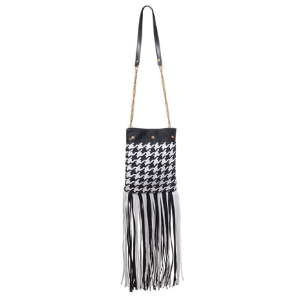 Sac bandoulière Versace en cuir et textile noir et blanc