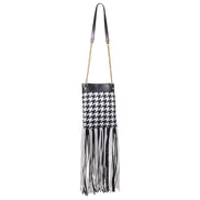 Versace Black And White Leather And Textile Shoulder Bag