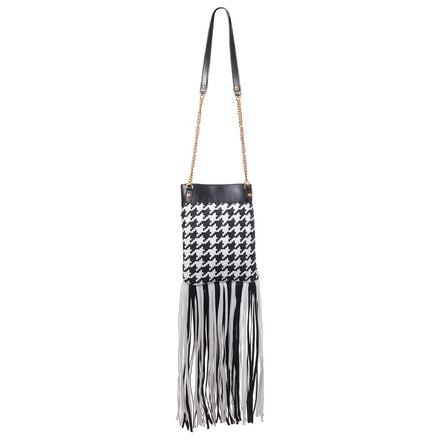 Versace Black And White Leather And Textile Shoulder Bag