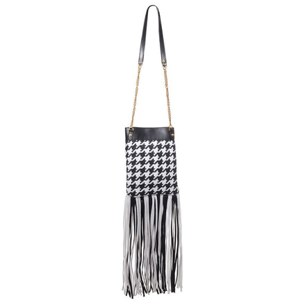 Sac bandoulière Versace en cuir et textile noir et blanc