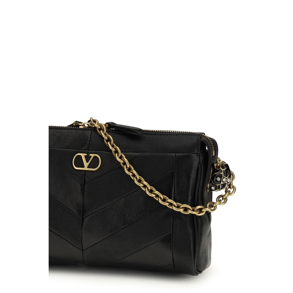 Borsa a tracolla Valentino Garavani in pelle di agnello nera Ovis Aries Aries