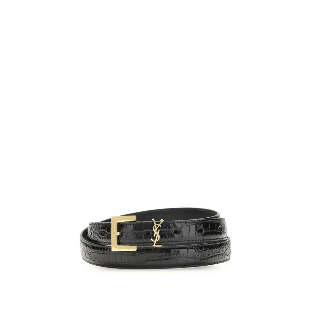 Saint Laurent Black Calf Leather Regular Belt