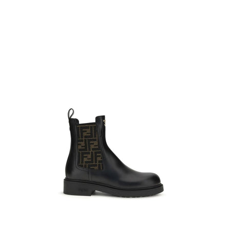 Fendi Black Calf Leather Ankle Boots