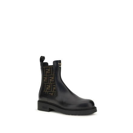 Fendi Black Calf Leather Ankle Boots