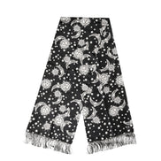 Dolce & Gabbana Black Silk Sun Moon Star Fringe Foulard 178cm X 33cm Scarf