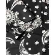 Dolce & Gabbana Black Silk Sun Moon Star Fringe Foulard 178cm X 33cm Scarf