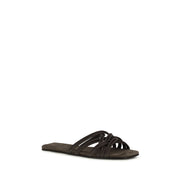 Brunello Cucinelli Sandales plates en veau marron Bos Taurus