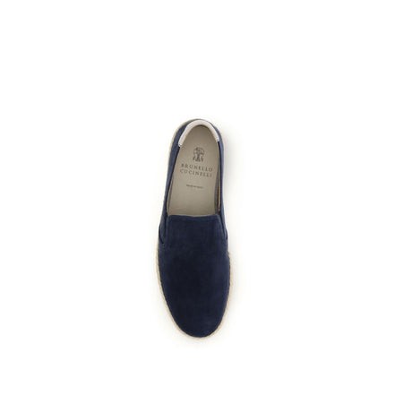 Espadrilles Brunello Cucinelli en cuir de veau bleu