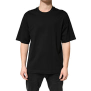 T-Shirt Girocollo a Maniche Corte in Cotone Nera Dolce & Gabbana
