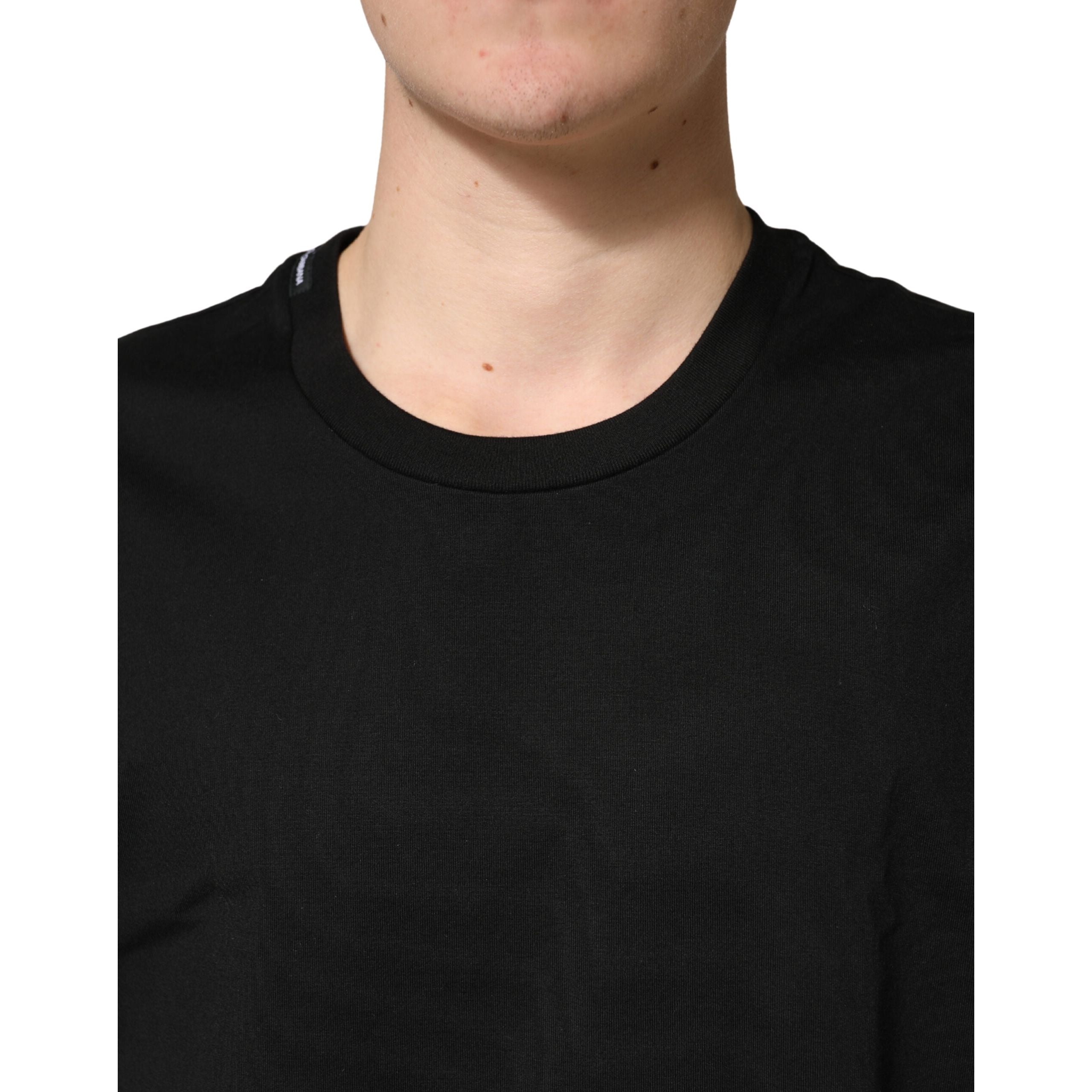 T-Shirt Girocollo a Maniche Corte in Cotone Nera Dolce & Gabbana