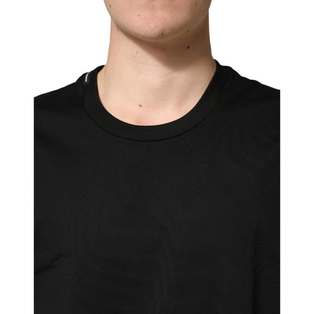 T-Shirt Girocollo a Maniche Corte in Cotone Nera Dolce & Gabbana