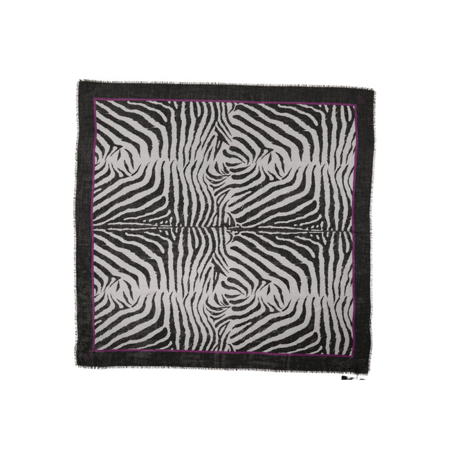 Dolce & Gabbana White Black Zebra Pattern Shawl 255cm x 132cm Men's Scarf