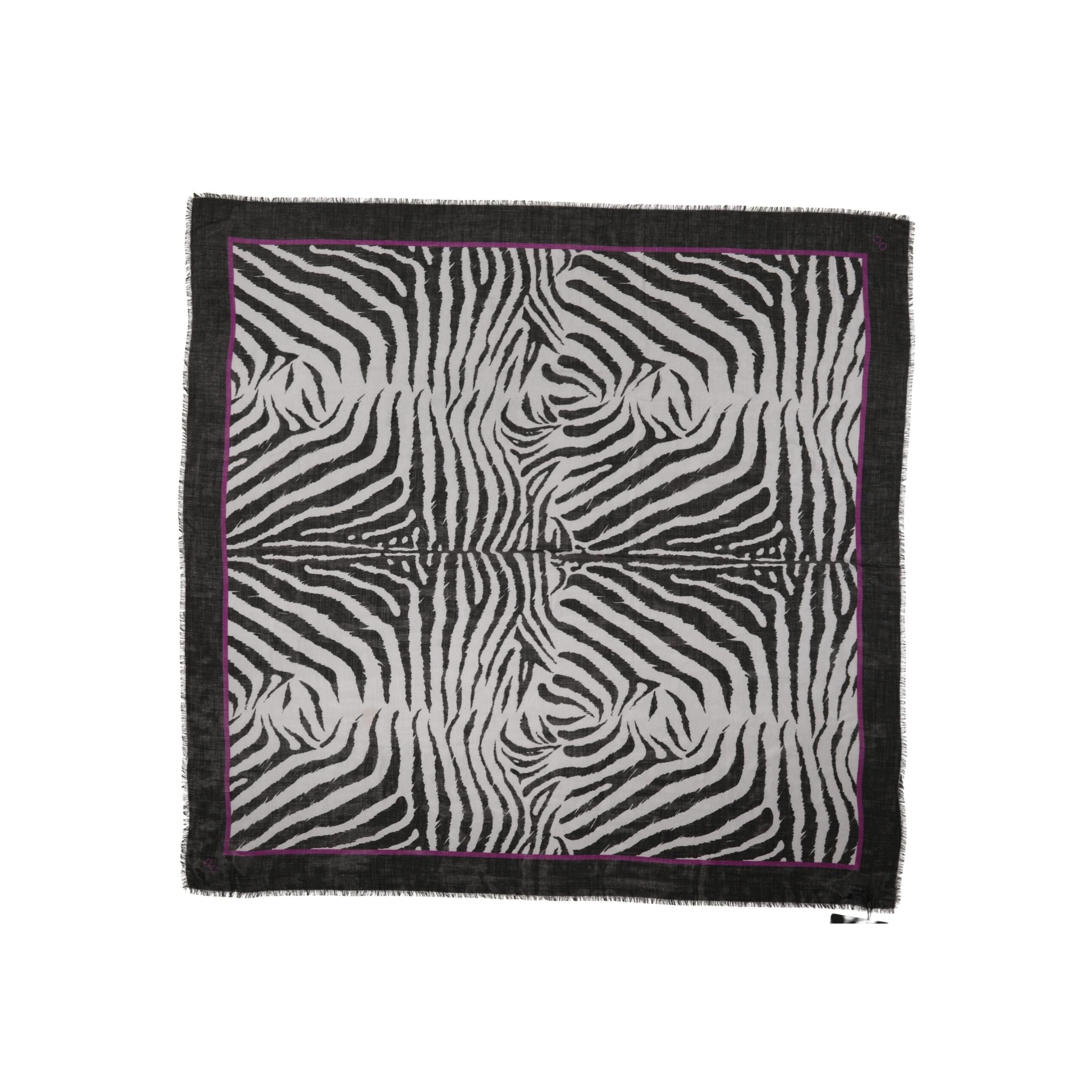 Dolce & Gabbana White Black Zebra Pattern Shawl 255cm x 132cm Men's Scarf