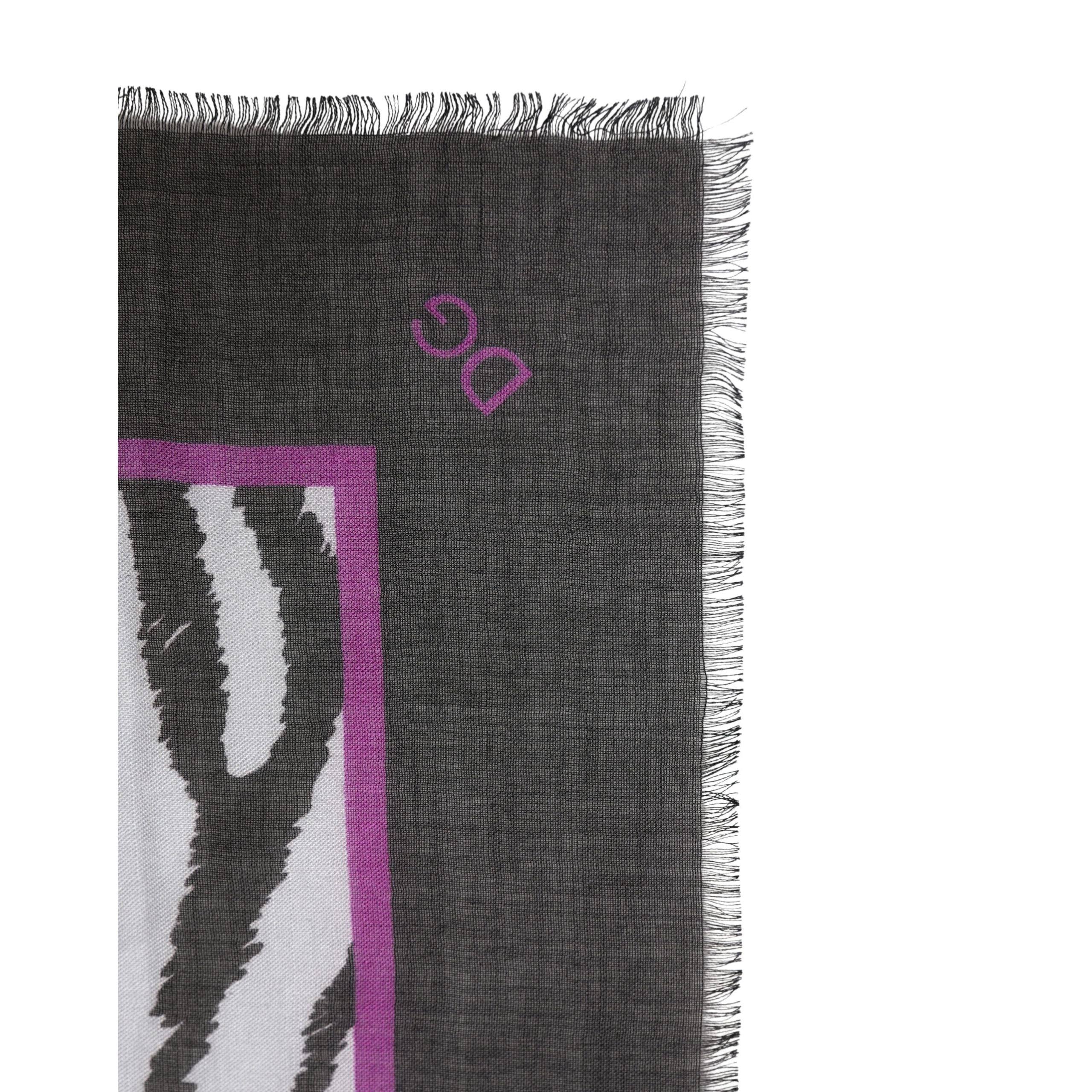 Dolce & Gabbana White Black Zebra Pattern Shawl 255cm x 132cm Men's Scarf