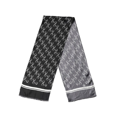 Dolce & Gabbana Black Horseshoe Silk Neck Foulard 136cm x 23cm Men's Scarf