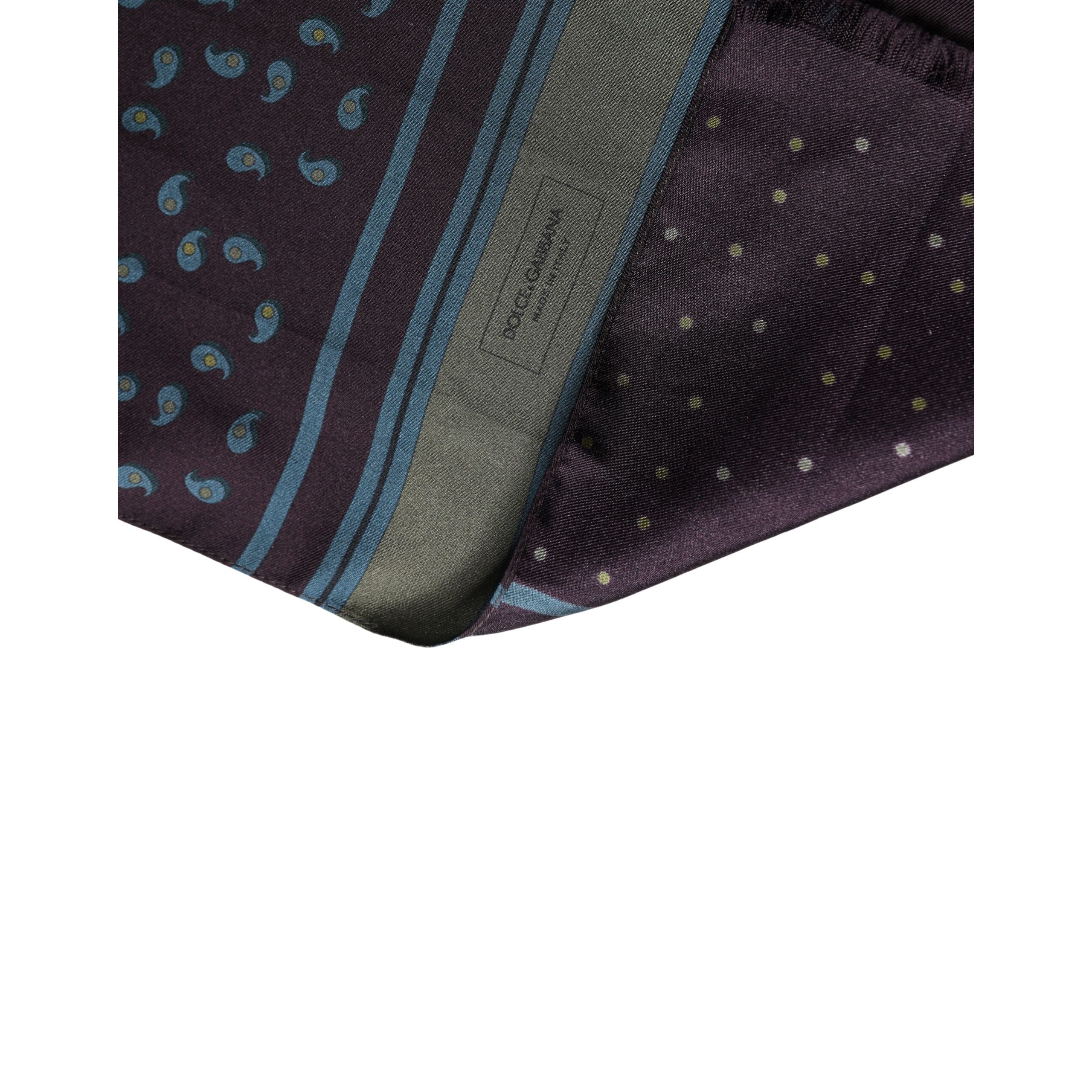 Dolce & Gabbana Écharpe homme motif marron en soie Foulard de cou 132cm x 33cm