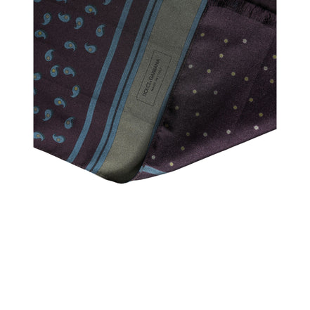 Dolce & Gabbana Écharpe homme motif marron en soie Foulard de cou 132cm x 33cm