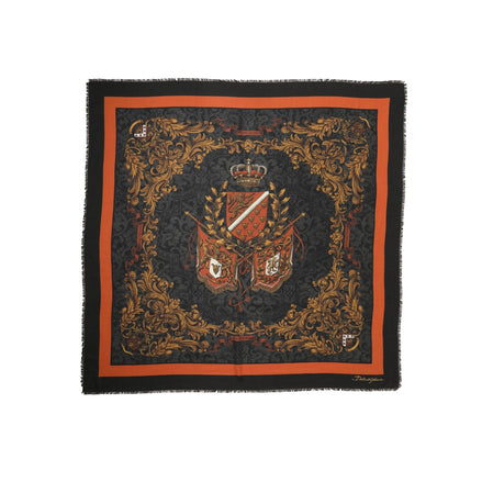 Dolce & Gabbana Multicolor Crest Print Cashmere 272cm x 132cm Men's Scarf