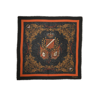 Dolce & Gabbana Multicolor Crest Print Cashmere 272cm x 132cm Men's Scarf