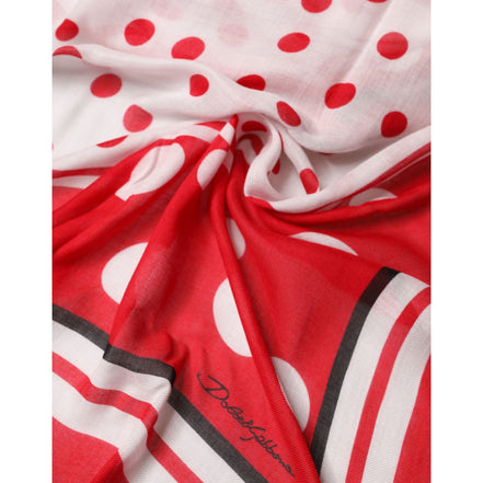Étole carrée Dolce & Gabbana en soie à pois rouges 130cm x 130cm