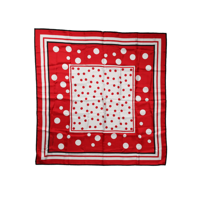 Foulard quadrato Dolce & Gabbana a pois rossi e bianchi 90 cm x 88 cm
