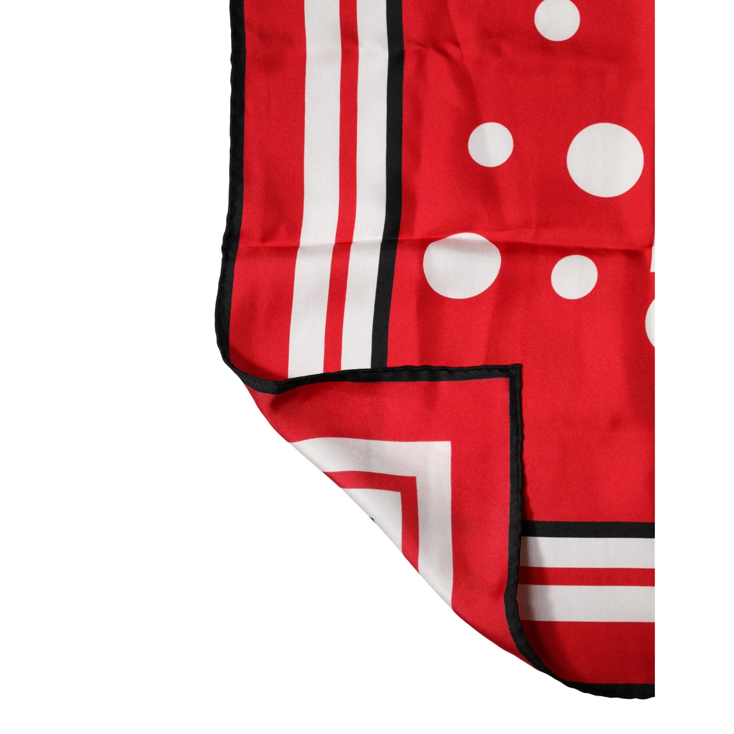 Foulard quadrato Dolce & Gabbana a pois rossi e bianchi 90 cm x 88 cm