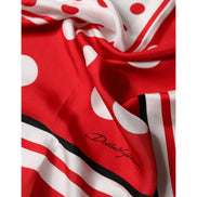 Foulard quadrato Dolce & Gabbana a pois rossi e bianchi 90 cm x 88 cm