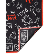 Écharpe Foulard Dolce & Gabbana Coton Noir Blanc Rouge DG Couronne 47cm x 46cm