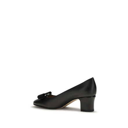 Ferragamo Black Mid Heel Pumps