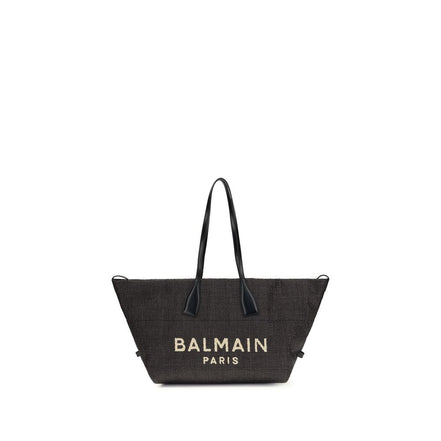 Sac porté épaule Balmain en raphia noir