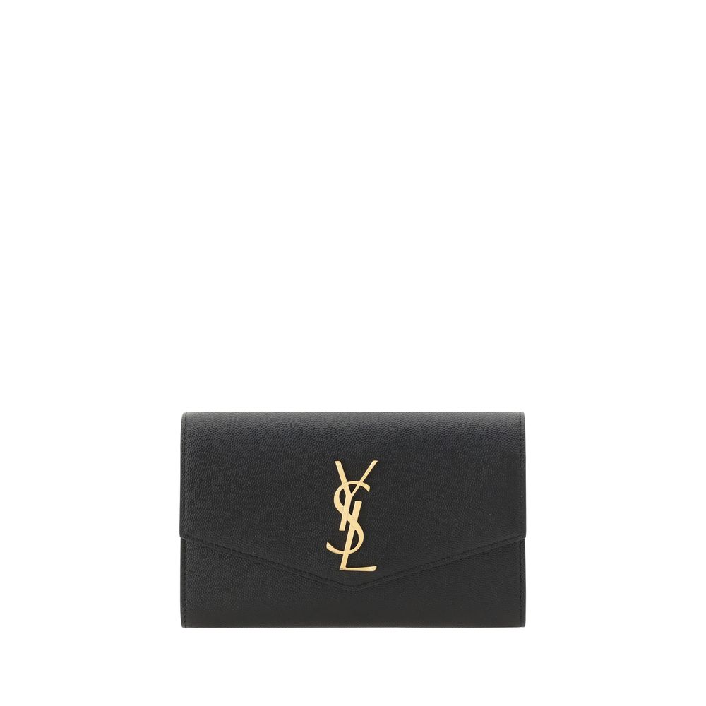 Borsa Pochette Saint Laurent Nera in Pelle di Vitello Bos Taurus