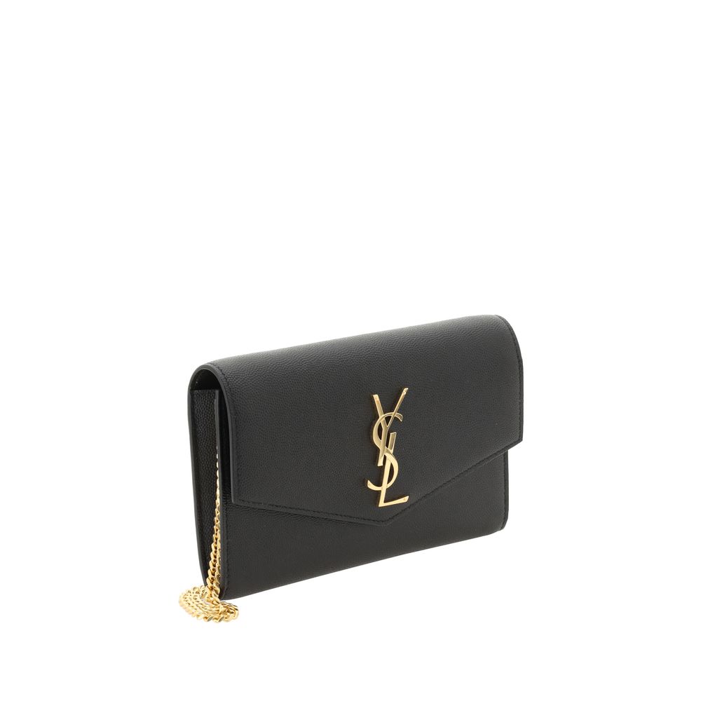 Borsa Pochette Saint Laurent Nera in Pelle di Vitello Bos Taurus