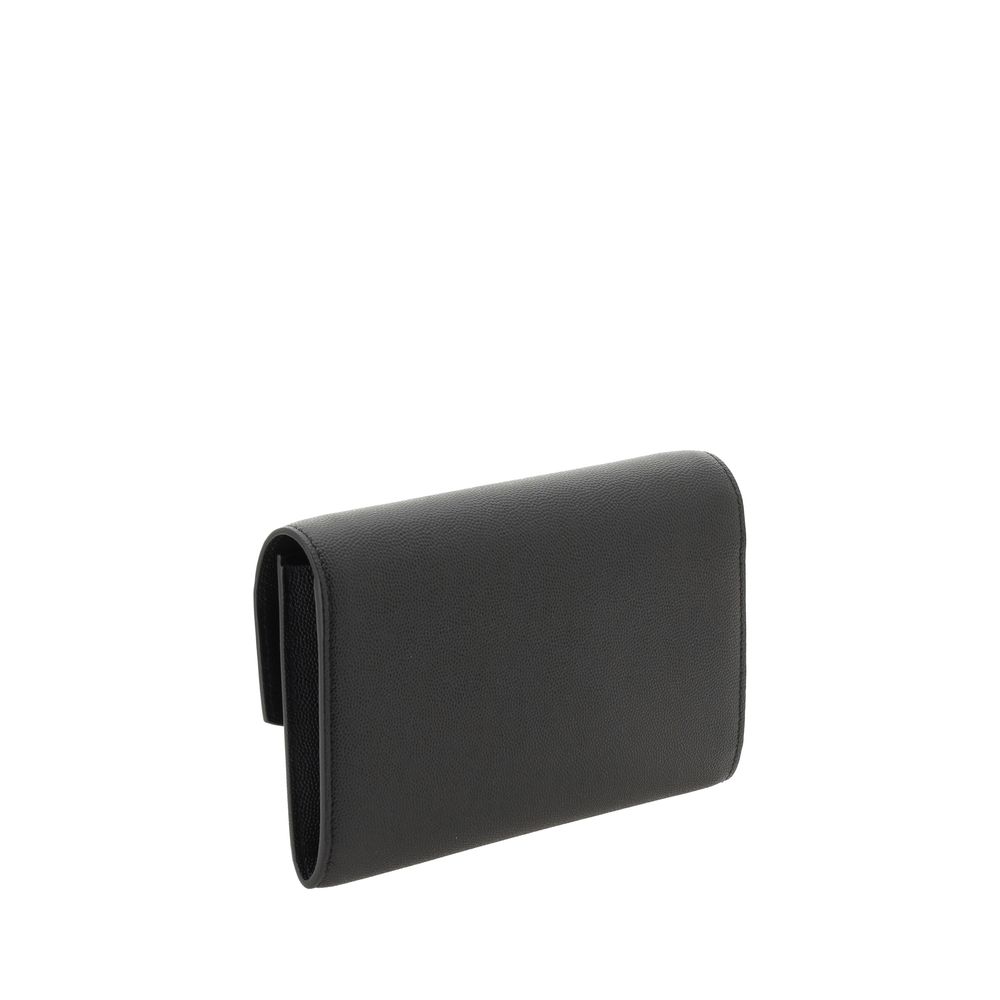 Borsa Pochette Saint Laurent Nera in Pelle di Vitello Bos Taurus
