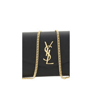 Borsa Pochette Saint Laurent Nera in Pelle di Vitello Bos Taurus