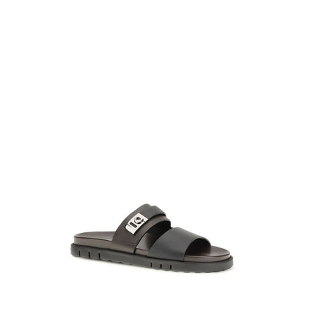 Sandali bassi Ferragamo in pelle di vitello nera Bos Taurus