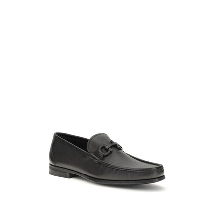 Ferragamo Black Calf Leather Slip-On Loafers
