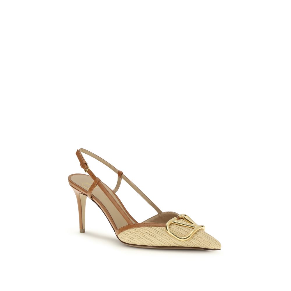Valentino Garavani Beige Calf Leather High Heel Pumps