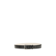 Brunello Cucinelli Ceinture classique en cuir de veau noir Bos Taurus