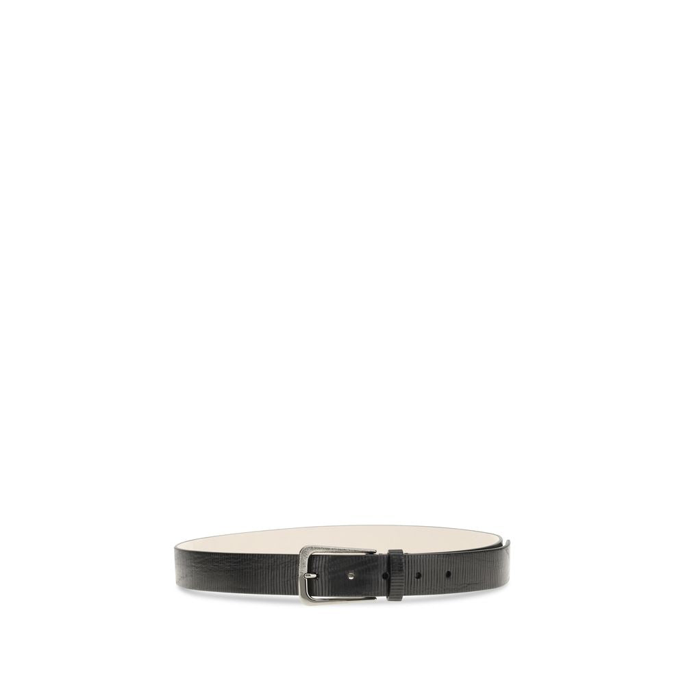 Brunello Cucinelli Ceinture classique en cuir de veau noir Bos Taurus